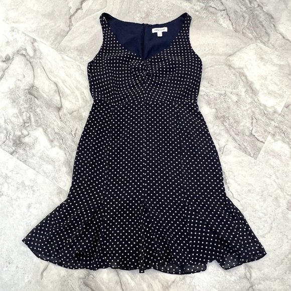 Kate Young for Target Dress 8 Blue Womens Polka Dot Sleeveless Flounce Hem - Picture 1 of 9